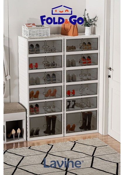 6katlı Katlanabilirtaşınabilir Büyük Boy Kapasiteli Portatiforganizer Ayakkabı Düzenleyici Antrasit indirimleri