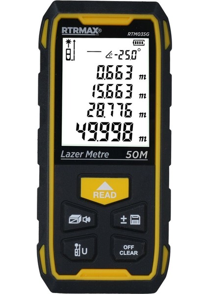 RTM035G Şarjlı Lazer Mesafe Ölçer 50 mt (Yeşil Renk)