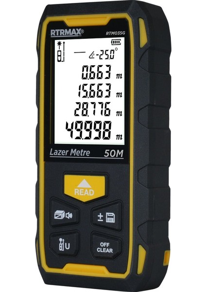 RTM035G Şarjlı Lazer Mesafe Ölçer 50 mt (Yeşil Renk)
