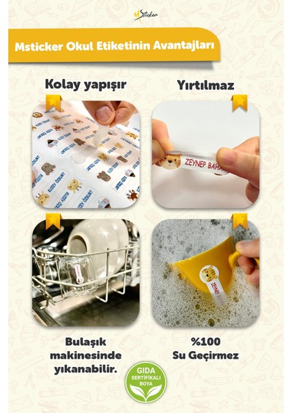 Okul Etiketi Kalem Defter Isimli Etiket Isim Yazılabilen Kedi Temalı - 190 Adet Özel Yeni Tasarım indirimleri