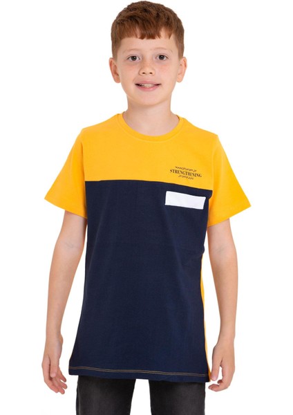 Kısa Kol Baskılı Hardal Renk Erkek Çocuk Tshirt