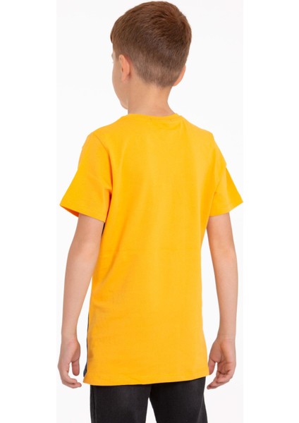 Kısa Kol Baskılı Hardal Renk Erkek Çocuk Tshirt modelleri