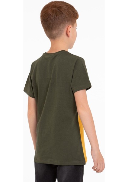 Kısa Kol Baskılı Haki Renk Erkek Çocuk Tshirt modelleri