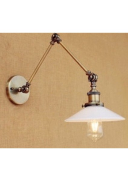 Şık metal bronz aplik, eskitme ve beyaz detaylarıyla dekoratif aydınlatma.
