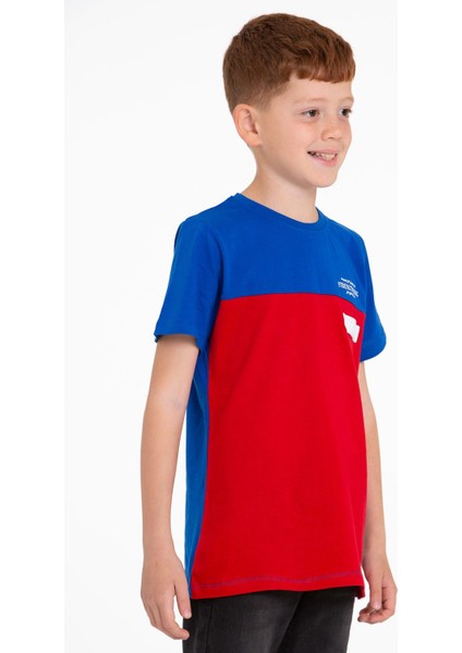 Kısa Kol Baskılı Saks Kırmızı Renk Erkek Çocuk Tshirt