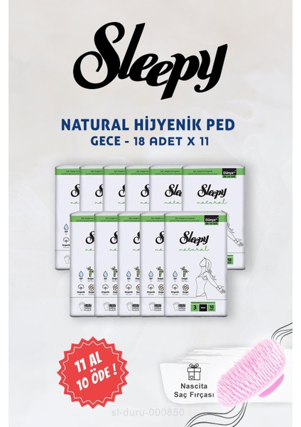 11 Al 10 Öde Natural Ultra Hassas Hijyenik Ped Gece 18 Li ve Saç Fırçası