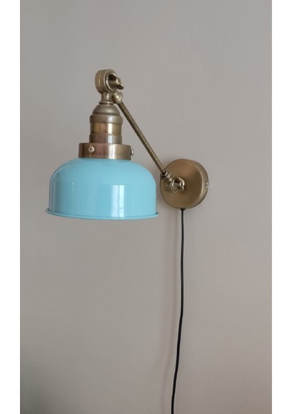Turkuaz çift mafsallı kablolu aplik, modern metal tasarım, E27 duy, şık ve fonksiyonel fiyatları