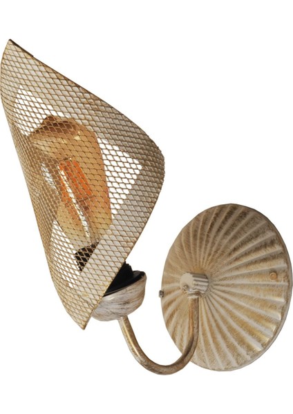 Modern şık cam avize, krem-sarı patine detay, estetik metal tasarım, E27 duy, beyaz renk fırsatları