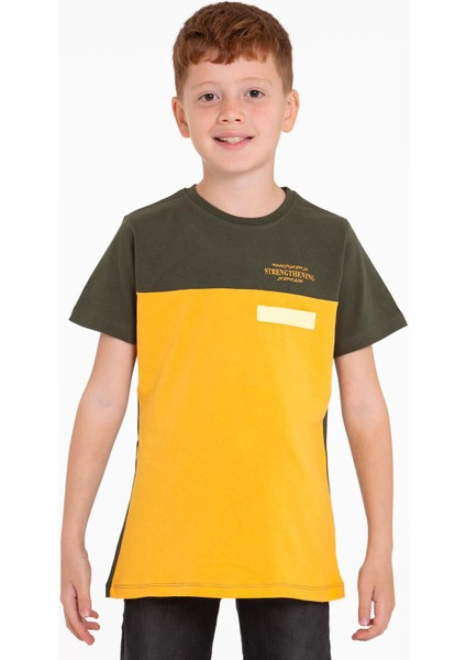 Kısa Kol Baskılı Haki Renk Erkek Çocuk Tshirt