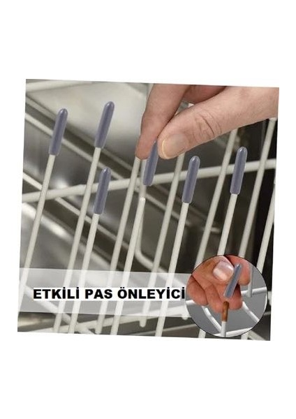 100 Adet Pas Önleyici Bulaşık Makinesi Sepet Çubukları Için Plastik Kapak Uçları Çizilmeleri Önler - Gri Renk