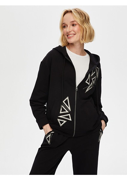 Boncuk ve Nakış Detaylı Kapişonlu Eşofman Üst S25ESU002 fiyatları