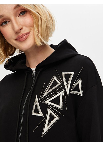 Boncuk ve Nakış Detaylı Kapişonlu Eşofman Üst S25ESU002 indirimleri