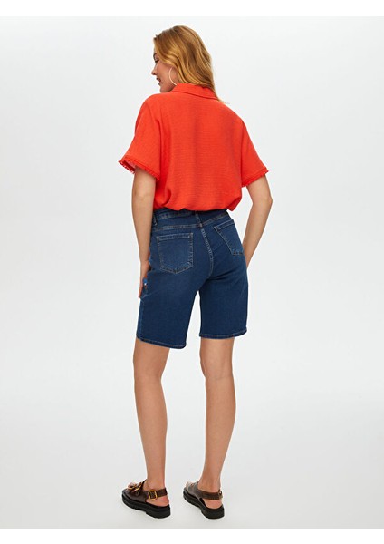 Yanları Renkli Nakışlı Jean Şort S25JST002 modelleri
