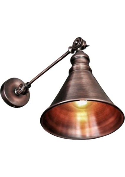 Metal duvar aplikası, hareketli ve fırçalı bakır detaylı, E27 duy tipi, modern tasarım