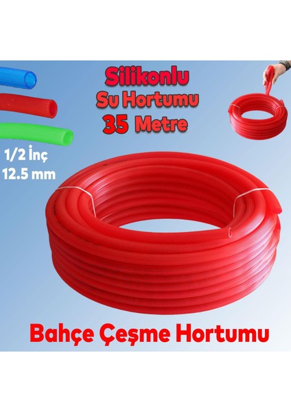 Bahçe Çeşme Su Hbahçe Çeşme Su Hortumu Iç Çap 1/2 Naturel Silikonlu Sulama Araç Yıkama Hortum 35 Metre