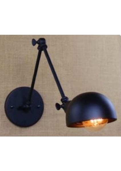 Şık hareketli siyah metal okuma ve gece lambası, rustik tasarım, E27 duy tipi