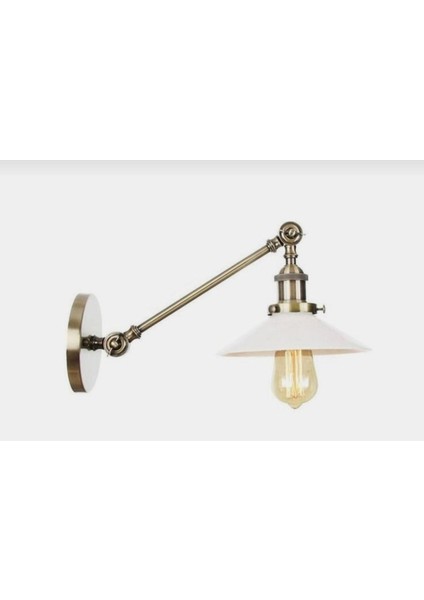 Bakır Eskitme Metal Kablolu Duvar Aplik Yatakbaşı Okuma Lambası Sarı