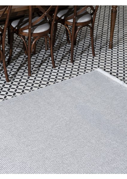 Azura İskandinav Salon Halısı Mutfak Halısı Yolluk Bukle Dokuma Halı Tozumaz Açık Gri Beyaz Halı AZR-04