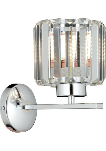 Krom Kaplama Aplik E27 Metal Kristal Modern Şık 20x27cm Bej