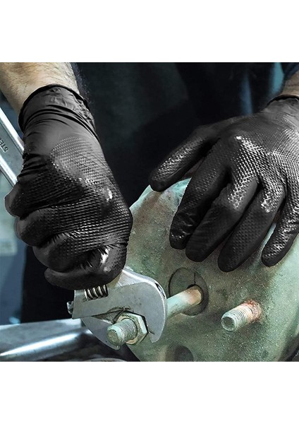 Elmas Dokulu 25 Çift 50 Adet Siyah L Beden 9 Numara Kalın Hijyenik Pudrasız Nitril Muayene Eldiveni fırsatları