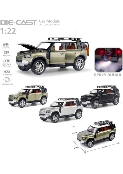 HCL-510A Çek Bırak 1:22 Sesli ve Işıklı Buharlı Df Metal Jeep