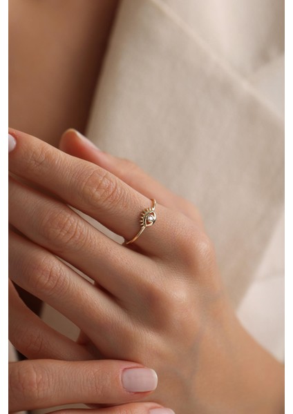 14 Ayar Taşlı Göz Altın Yüzük