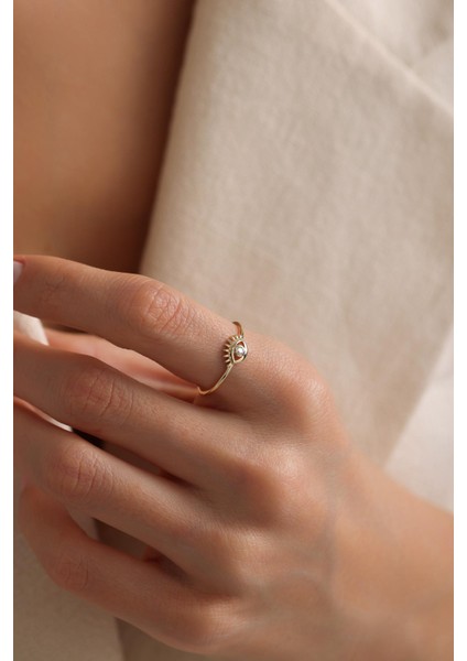 14 Ayar Taşlı Göz Altın Yüzük modelleri