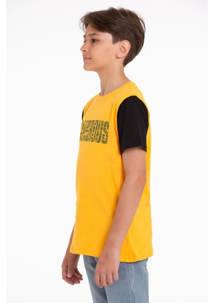 Kısa Kol Hardal Renk Erkek Çocuk Tshirt fırsatları