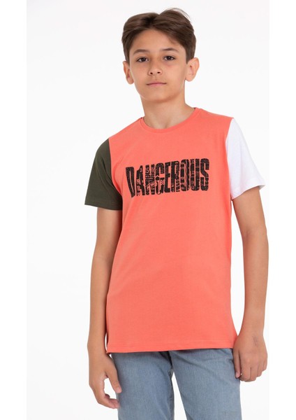 Kısa Kol Taba Renk Erkek Çocuk Tshirt