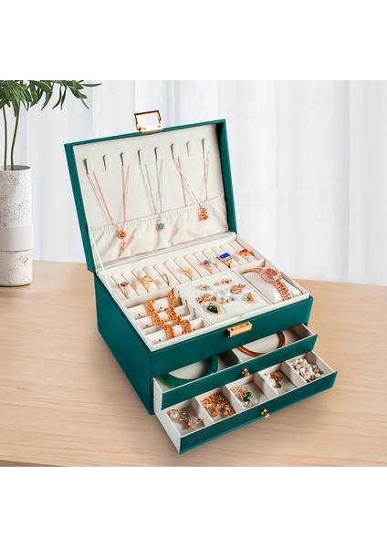 Mini Mücevher Organizatörü Seyahat Taşınabilir Mücevher Kutusu Kompakt Yüzük Çantası Dekoratif Aksesuar Kılıfı (Yurt Dışından)