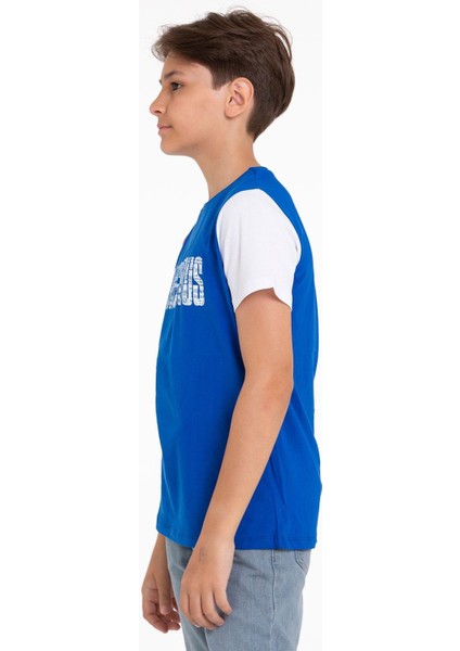 Kısa Kol Saks Renk Erkek Çocuk Tshirt indirimleri