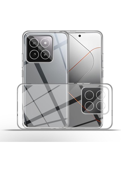 Xiaomi Mi 14 Pro ile Uyumlu Kapak Kamera Korumalı Süper Silikon Şeffaf Kılıf