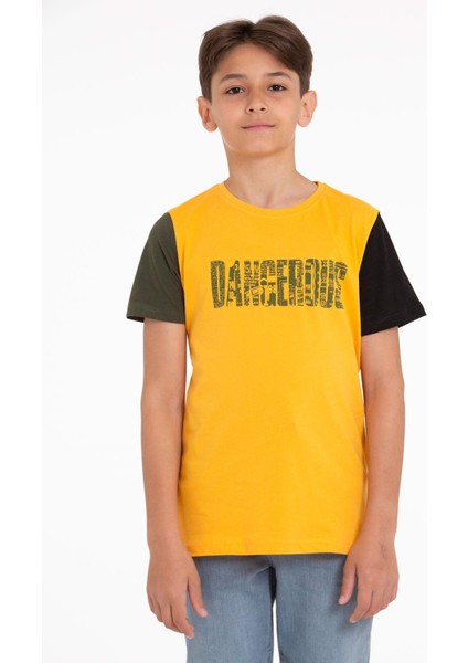 Kısa Kol Hardal Renk Erkek Çocuk Tshirt
