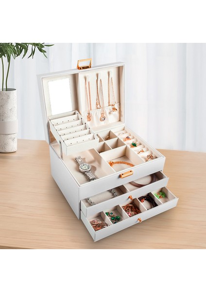 Mini Mücevher Organizatörü Seyahat Taşınabilir Mücevher Kutusu Kompakt Yüzük Çantası Dekoratif Aksesuar Kılıfı (Yurt Dışından)