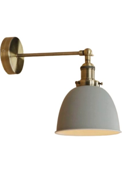 Gri Retro Rustik Duvar Lambası, Metal Duy E27, Şık ve Doğal Dekoratif Aydınlatma