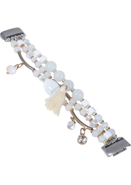 Fit Charge 5 Beyaz Için Yuvarlak Boncuklu Zincir Saat Bandı (Yurt Dışından) modelleri