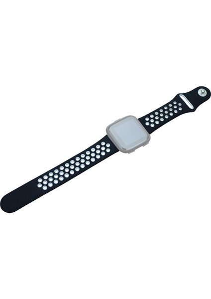 Fit Versa 3 Için Iki Renkli Silikon Kordonlu Saat Siyah Beyaz (Yurt Dışından)