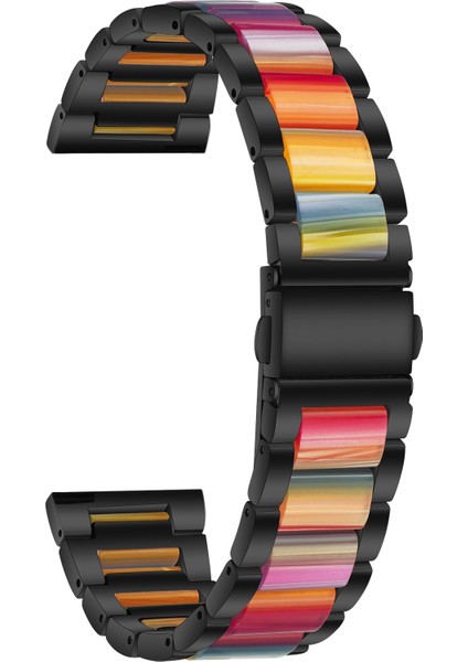 Samsung 22MM Üç Boncuklu Ste + Reçine Kayış Siyah Gökkuşağı Için (Yurt Dışından)