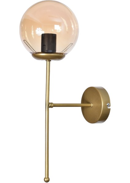 Bal Renkli E27 Cam Duvar Aplik, Metal Materyal, Mutfak ve Cafe Dekoru