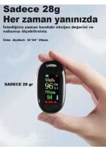 G2 Parmak Tipi Pulse Oksimetre + Taşıma Ipi (Kordonlu) Nabız ve Oksijen Ölçer Cihaz