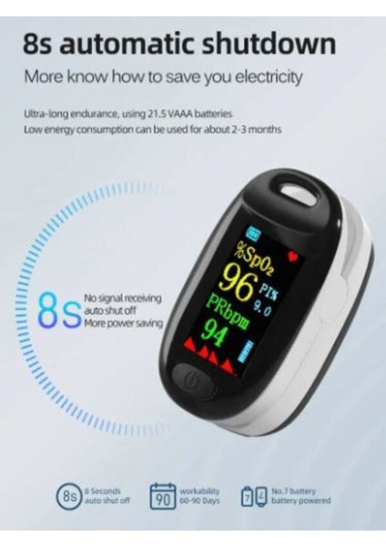G2 Parmak Tipi Pulse Oksimetre + Taşıma Ipi (Kordonlu) Nabız ve Oksijen Ölçer Cihaz
