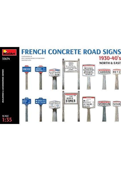 35674 1:35 Fransız Beton Yol Işaretleri 1930-40'LAR. Kuzey ve Doğu