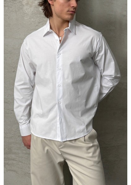 Erkek Oversize Pamuklu Poplin Gömlek fiyatları