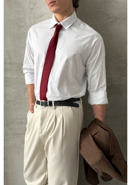 Erkek Oversize Pamuklu Poplin Gömlek fırsatları