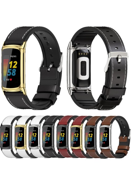 Tpu + Fit Charge5 Kahverengi+Gümüş Için Deri Saat Kordonu (Yurt Dışından) fiyatları