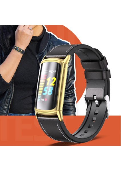 Tpu + Fit Charge5 Kahverengi+Gümüş Için Deri Saat Kordonu (Yurt Dışından) fırsatları