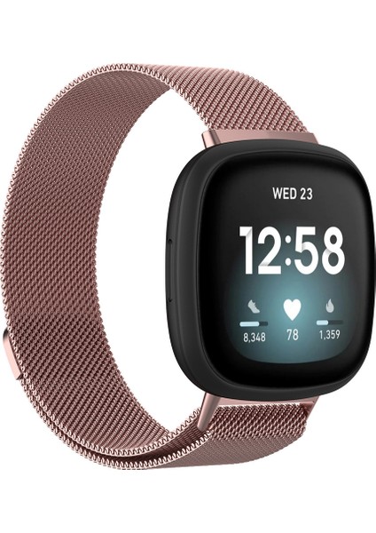 Fitbit Versa 3 / Fitbit Sense Manyetik Milano Saat Kordonu Için, Boyut: Büyük Boy Gül Pembesi (Yurt Dışından)