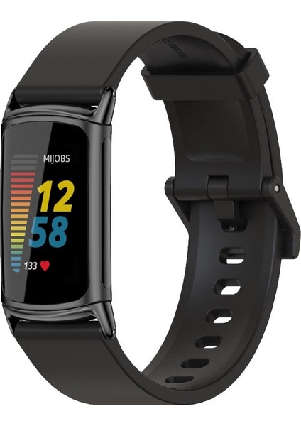 Fitbit Charge5 Siyah Için Silikon Saat Bandı (Yurt Dışından)