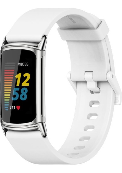 Fitbit Charge5 Beyaz+Gümüş Için Silikon Saat Kordonu (Yurt Dışından)