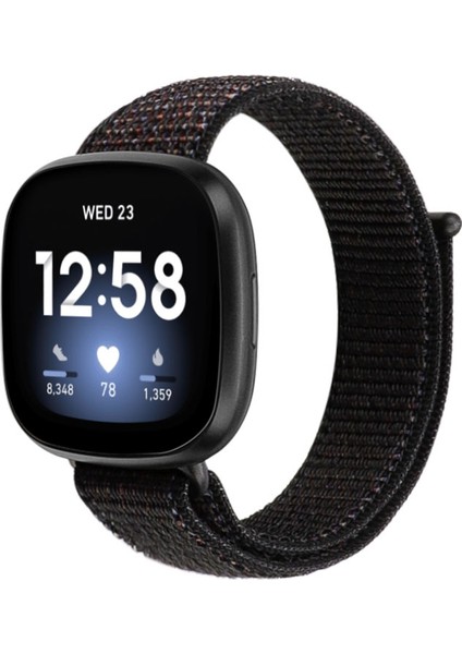 Fit Versa 3 Naylon Kordonlu Saat Resmi Siyah Için (Yurt Dışından)